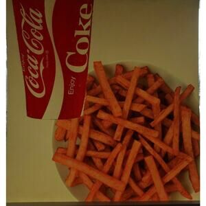 Vintage Coca-Cola Co Coke & French Fries Litho Sign Plastic for Menu Boards